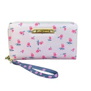 BETSY JOHNSON zip around floral wallet wristlet